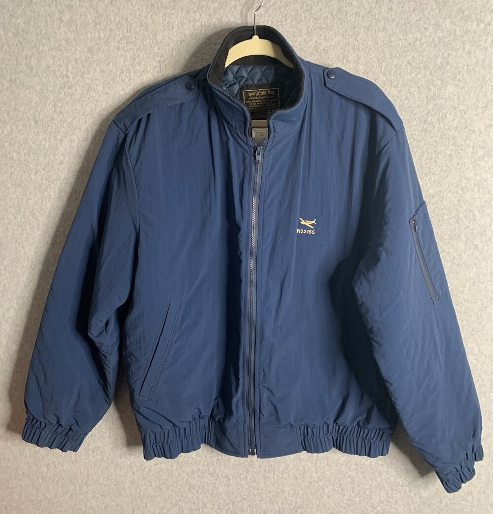 Sporty’s Pilot Shop Men's L Blue Flight Bomber Made USA Vintage